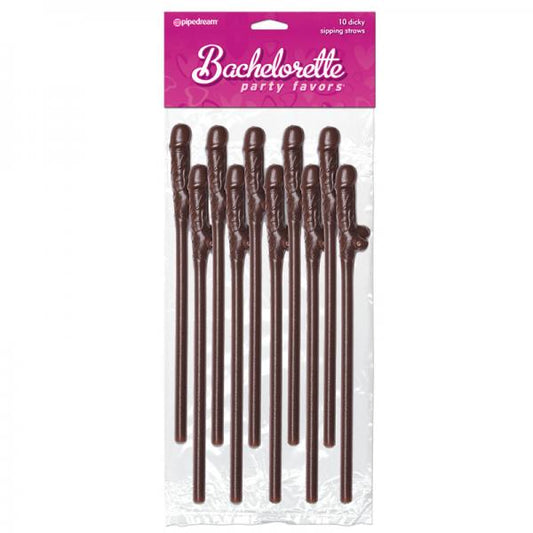 Ten dick sipping straws in brown. Great for bachelorette parties!
